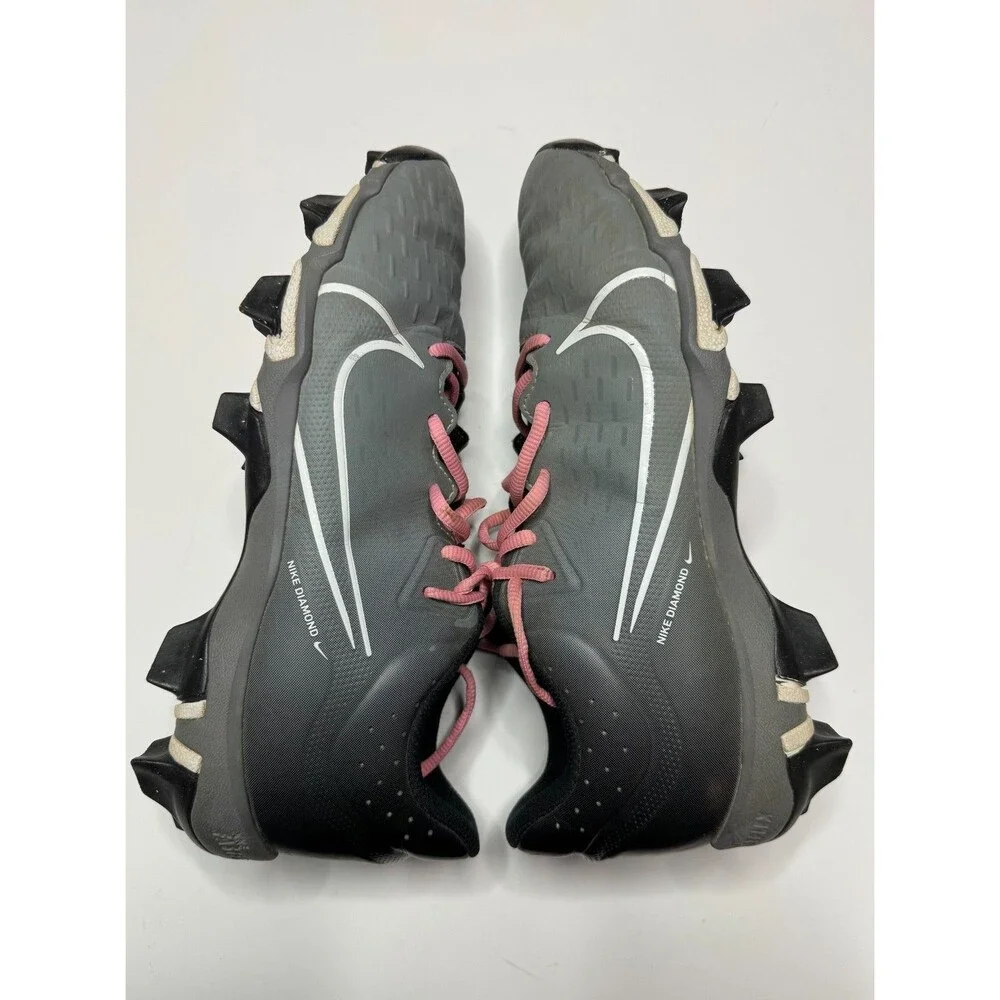 Nike GG Youth Girls 8.5 Hyperdiamond 4 Keystone Softball Cleats Grey Black